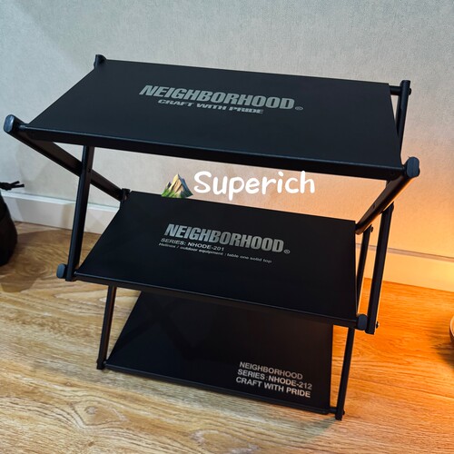 包邮NBHD户外暗黑风露营野营便携野餐折叠收纳三层置物架小桌子