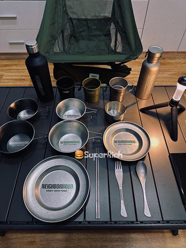 包邮Nbhd露营风餐具套装做旧复古不锈钢便携餐具雪拉碗盘杯刀叉碗