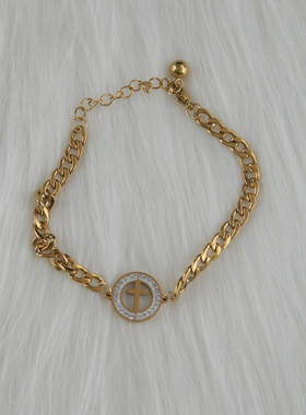 不锈钢圆珠拼接菠萝珠可调节手链欧美时尚流行个性简约手链饰品