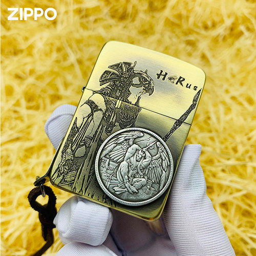 zippo打火机正版芝宝正品41复刻复古贴章权势之眼荷鲁斯防风男士