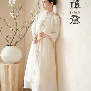 连衣裙古筝琴演出服 茶服中国风汉服改良版 新中式 禅意佛系高端女装
