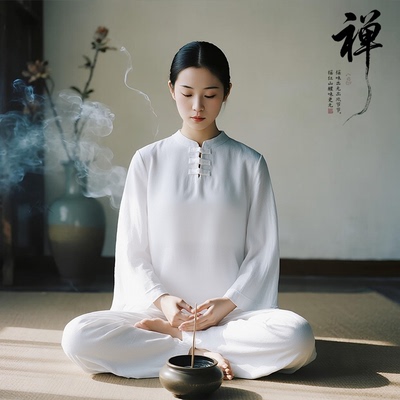 禅修服女套装禅意风仙气禅服