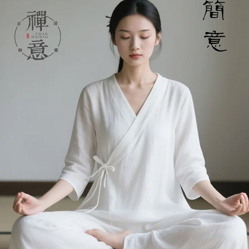 中式国风盘扣修行打坐棉麻居士服