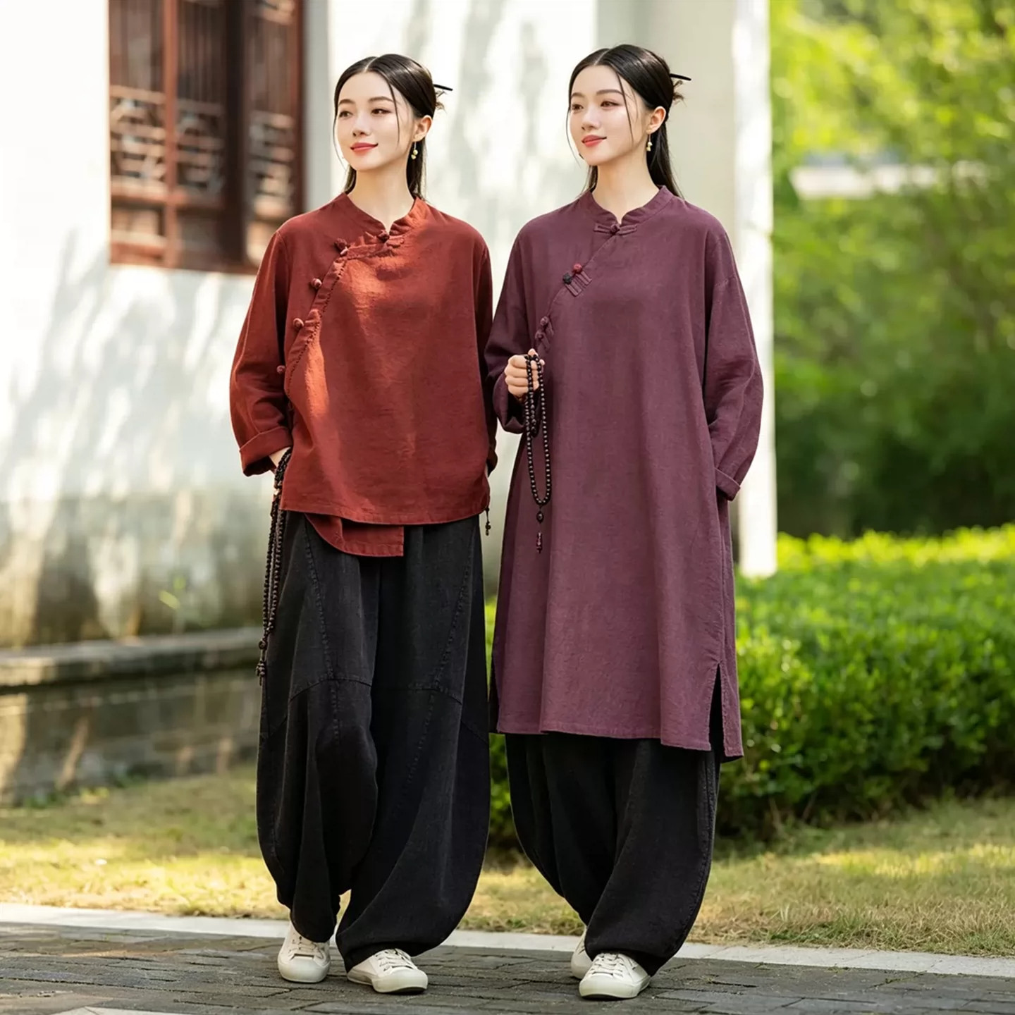 长袍上衣新中式素衣禅服套装