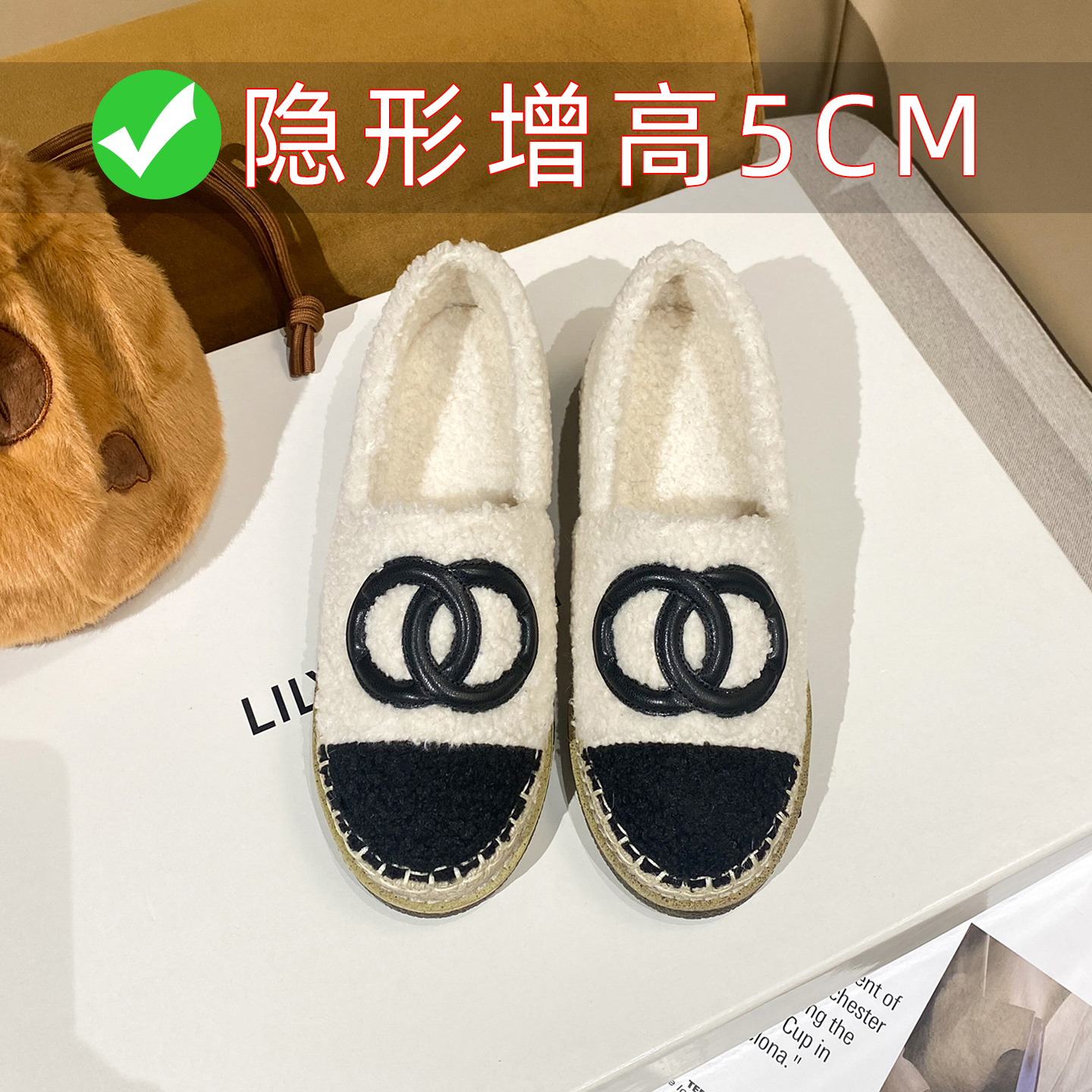 加绒毛毛棉鞋平底单鞋小香风