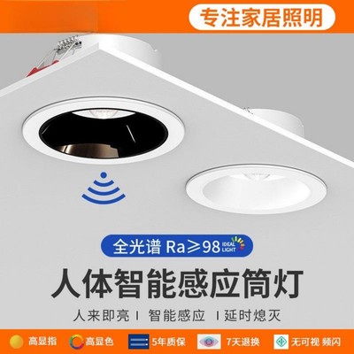 人体感应灯嵌入式75mm开孔筒灯