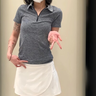 lu同款Swiftly Tech polo女士短袖运动T恤半拉链速干透气显瘦上衣