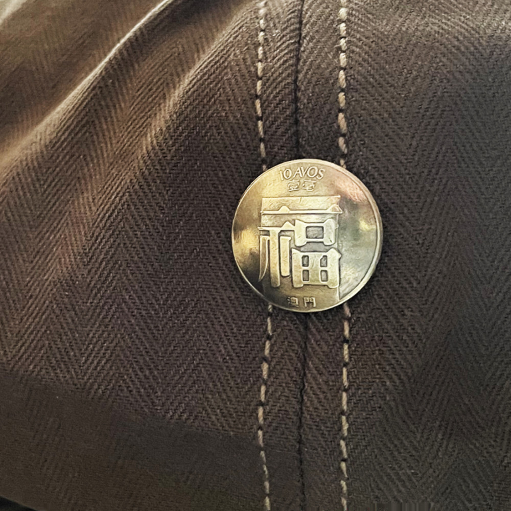 澳门真硬币福字胸针PIN手工做旧别针徽章背包帽子外套点缀装饰品