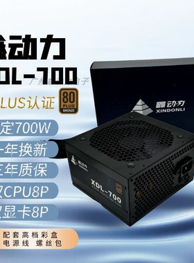 鑫动力ATX额定700W 600W台式电脑主机箱双CPU 双显卡静音电脑电源
