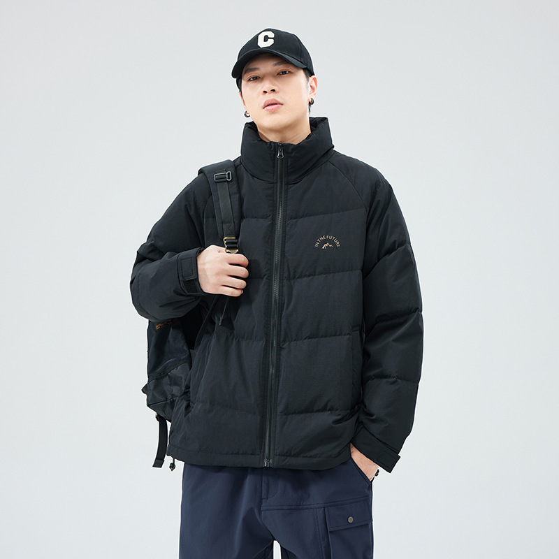 黑色立领羽绒服男冬季新款