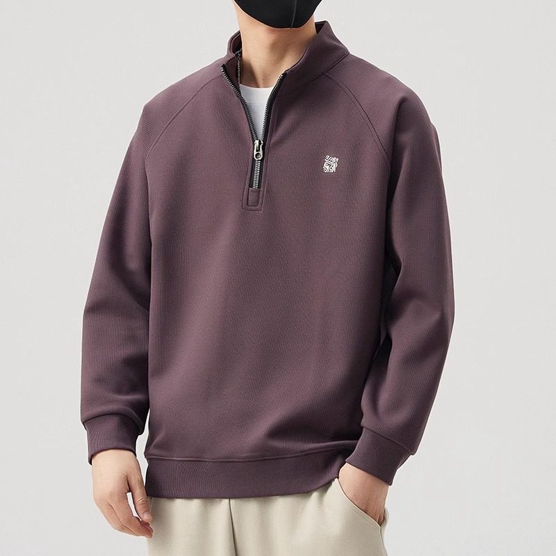 美式拉链卫衣男宽松立领长袖