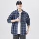休闲工装 秋季 男宽松大码 衬衫 潮牌ins复古衬衣外套潮 日系格子长袖