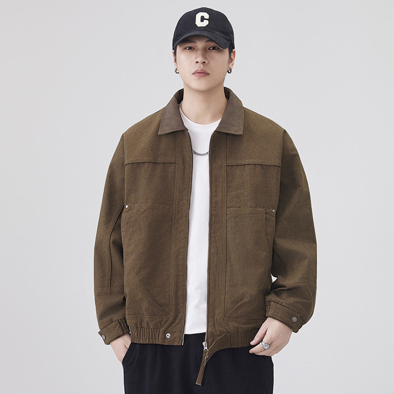 高端复古工装翻领男夹克