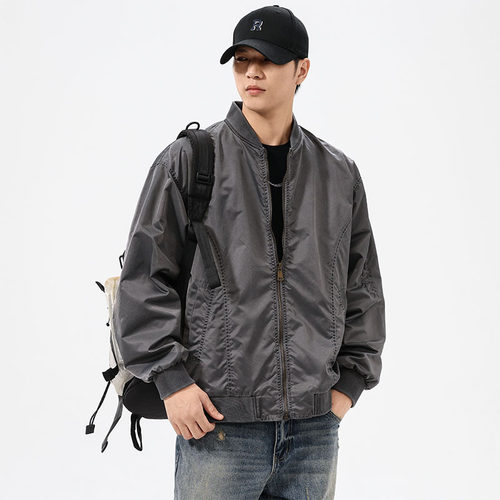 美式高街做旧飞行员夹克男