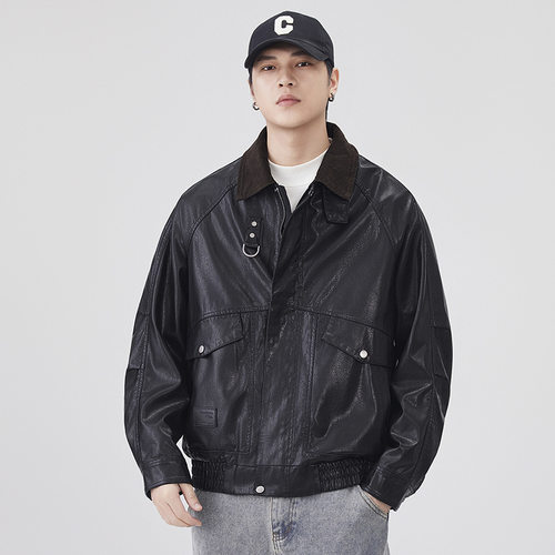 美拉德风男士机车皮衣外套