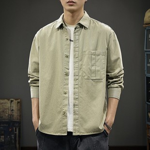 新款 美式 男秋季 衬衫 高级感宽松休闲外套 复古240g重磅潮牌长袖