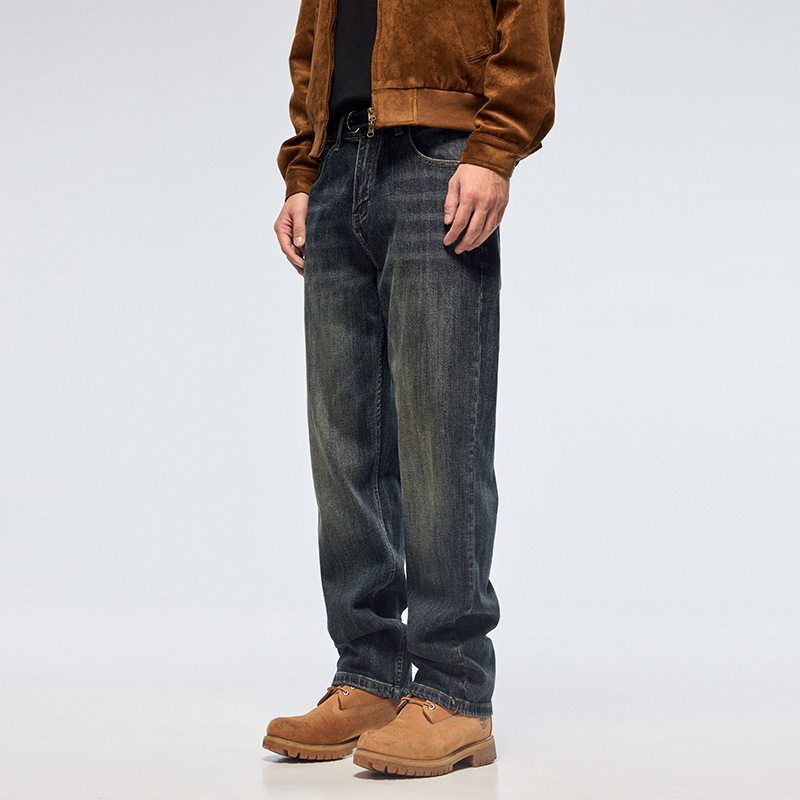 美式复古直筒宽松男牛仔裤