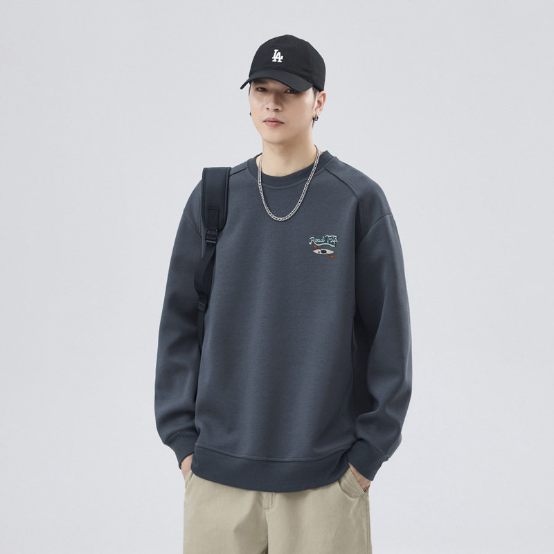 美式宽松圆领卫衣男春秋季新款