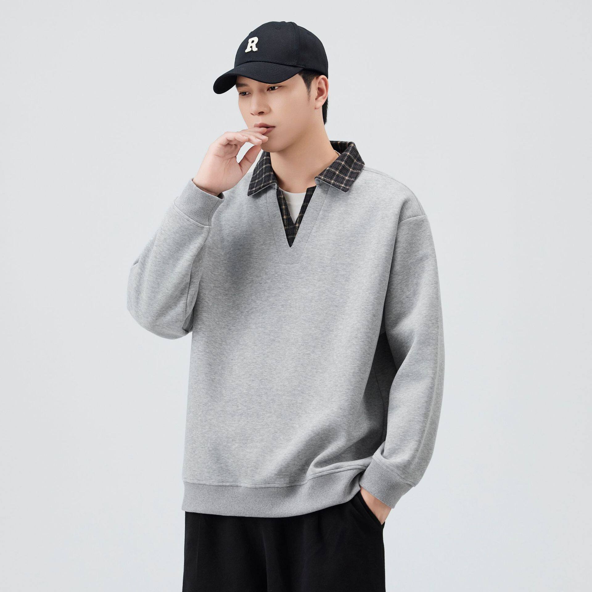 2025秋冬假两件宽松卫衣男