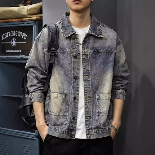 美式复古水洗牛仔男夹克
