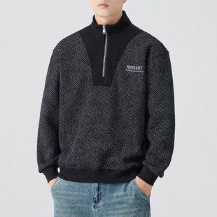 日系半拉链卫衣男2025春秋翻领春装 外套潮牌休闲polo领上衣男 男款