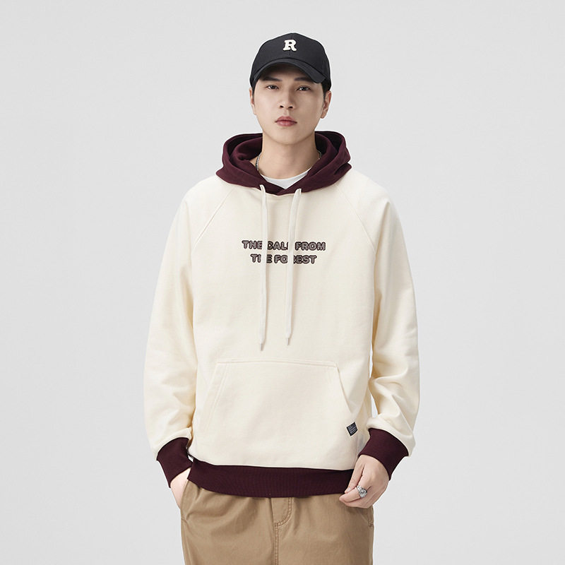 360G重磅拼接连帽卫衣男秋款