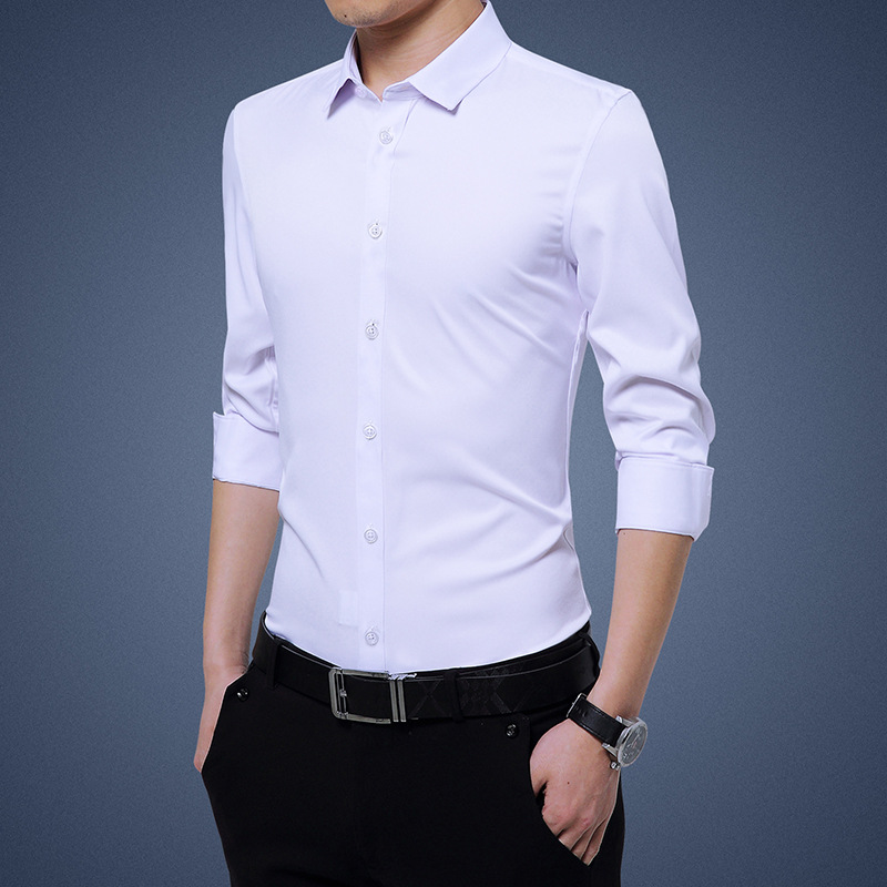 春季新款衬衫男修身商务正装白色长袖寸衬衣男士休闲衬衫男衬衫潮