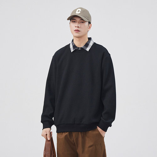 肌理感假两件卫衣男宽松上衣