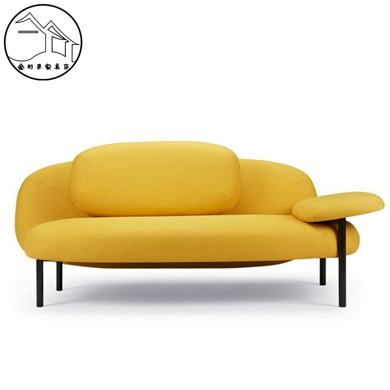 北欧轻奢简约现代单人位布艺椅子时尚样板房实木玻璃钢休闲沙发椅