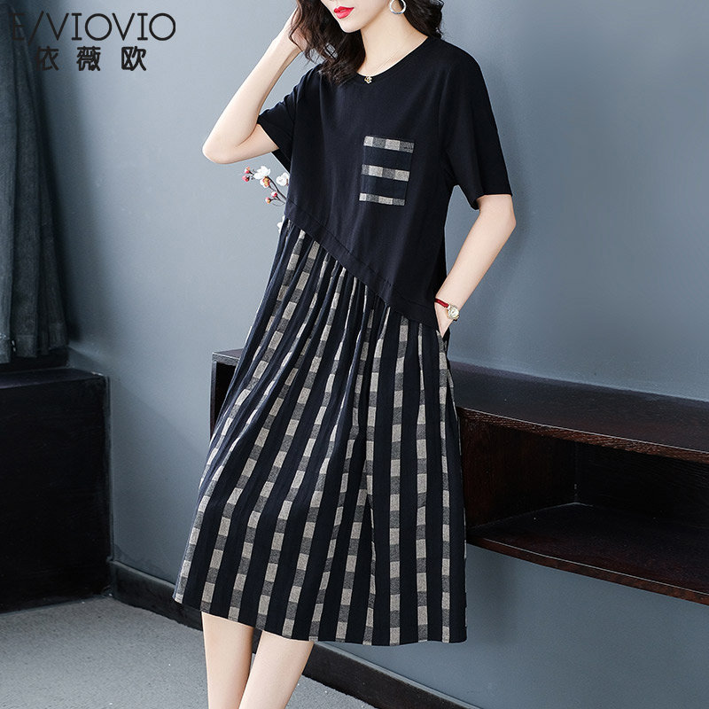 2020年新款夏装高端大码女装连衣裙胖妹妹mm洋气200斤显瘦裙子潮