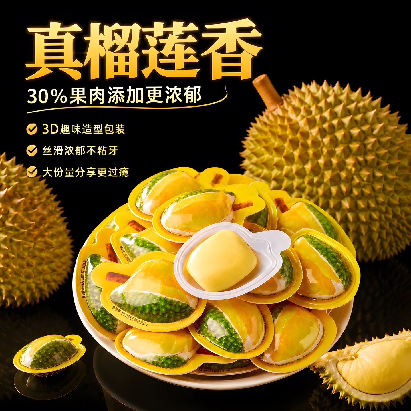 榴莲糖泰国原装进口正宗榴莲糖官方旗舰店特浓泰式3d榴莲软糖网红