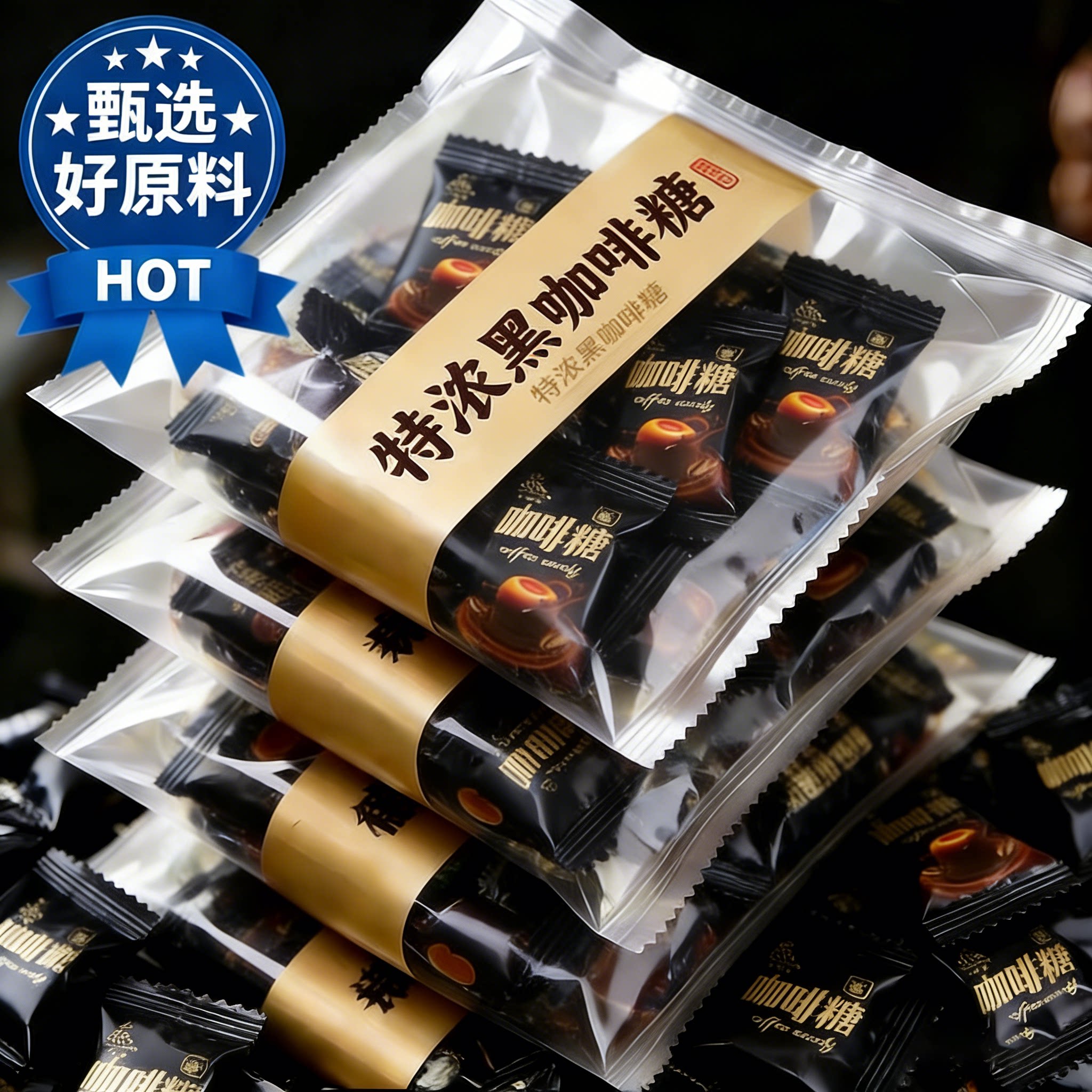 特浓咖啡糖硬糖黑咖啡味网红休闲零食无糖0脂糖果独立官方旗舰店