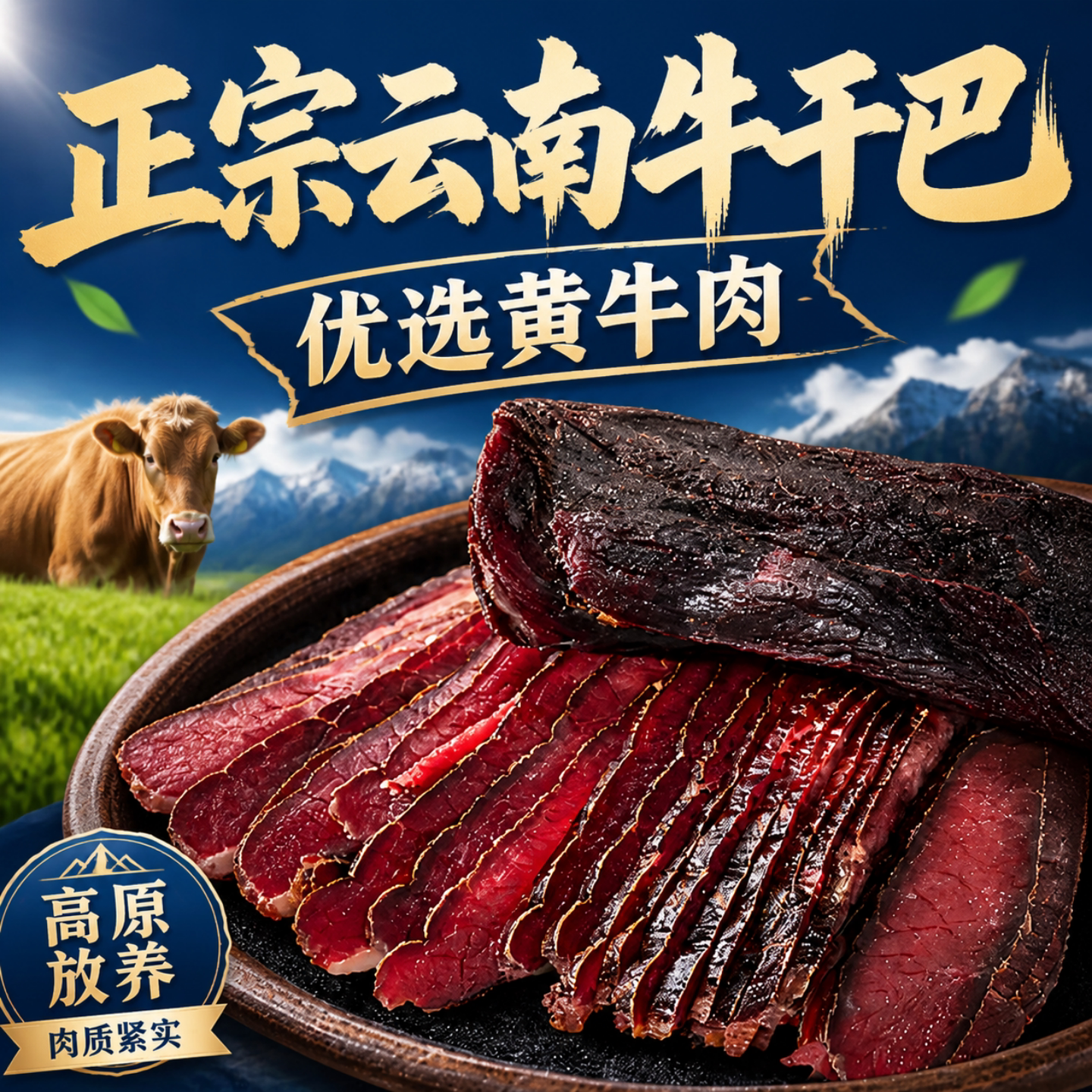 牛干巴云南特产正品雪花黄牛肉清真回族风干腌制半干正宗肥瘦切片