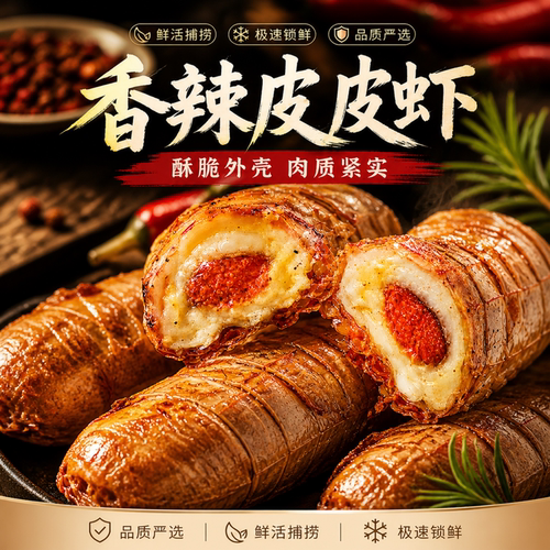 鲜活特大带膏香辣即食皮皮虾