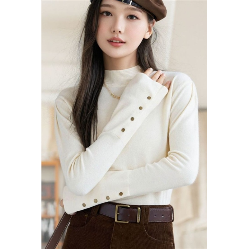 张汽水《灰色物语》秋冬绝美新款半高领打底针织衫女好看内搭上衣