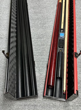 三槽铝合金台球杆盒通杆球杆盒PU海绵内衬黑色一体杆盒可放冲打跳
