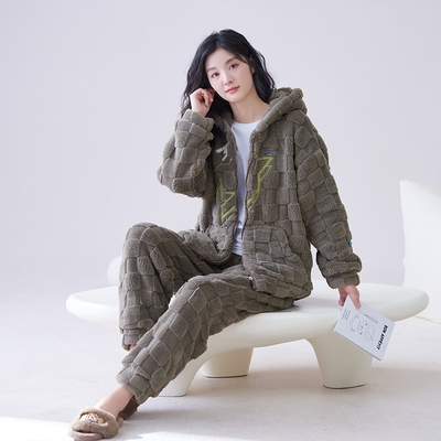 170以上高个子加长版长腿睡衣冬天女款珊瑚绒家居服大码加厚套装