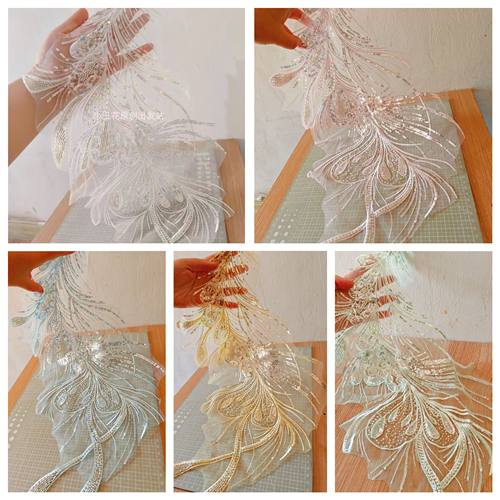 凤凰花贴 白色珠绣大布贴 新娘婚纱礼服装饰辅料DIY 新品上市