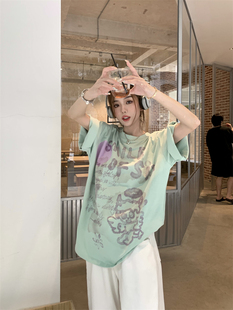 圆领宽松百搭短袖T恤女夏季设计感小众显瘦休闲半袖慵懒韩系上衣