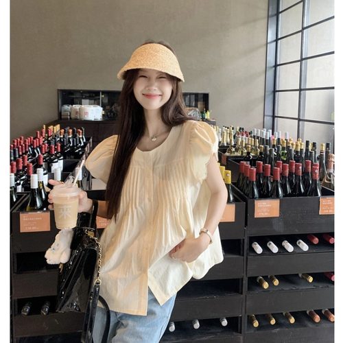 可爱甜美小飞袖衬衫女