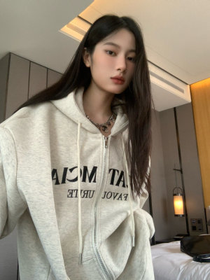 美式连帽慵懒风卫衣外套女秋冬
