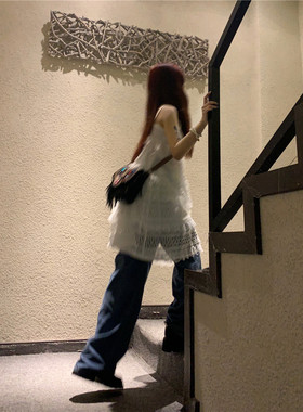 小众设计气质叠穿吊带连衣裙女春夏2026新款法式镂空白色裙子短裙