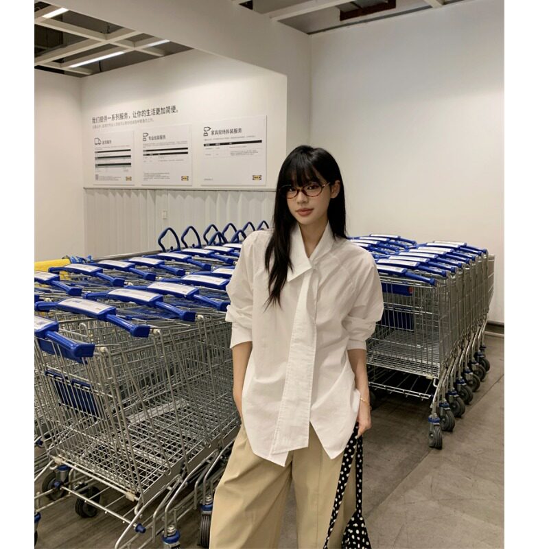 高级设计感气质白色衬衫女早秋2026新款宽松休闲慵懒松弛衬衣上衣