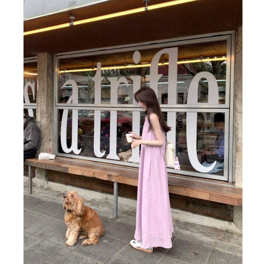 慵懒温柔风度假气质吊带连衣裙2026新款女夏宽松休闲松弛感长裙子