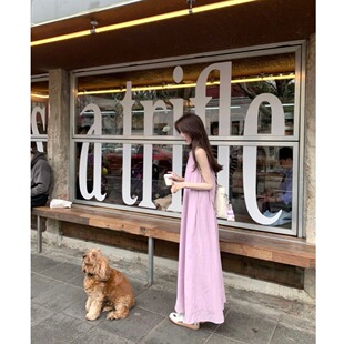 慵懒温柔风度假气质吊带连衣裙2026新款女夏宽松休闲松弛感长裙子