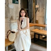 温柔风裙子休闲海边度假长裙 背心连衣裙女夏季 法式 气质显瘦无袖