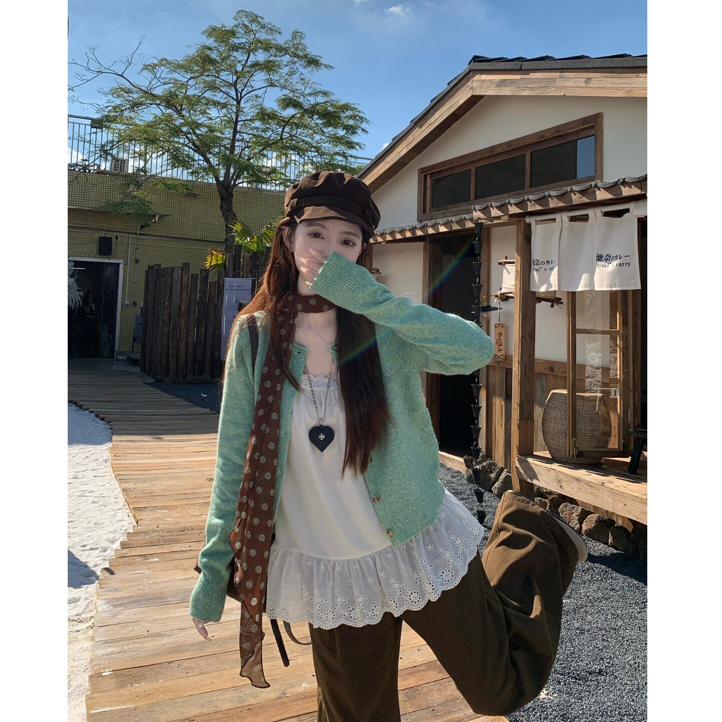 薄荷绿色针织开衫女早秋季2026新款宽松慵懒外搭薄款毛衣外套上衣图片