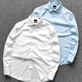 鲁Tai人字纹高支棉绅士商务高端长袖 衬衫 休闲男士 柜4600 修身 衬衣
