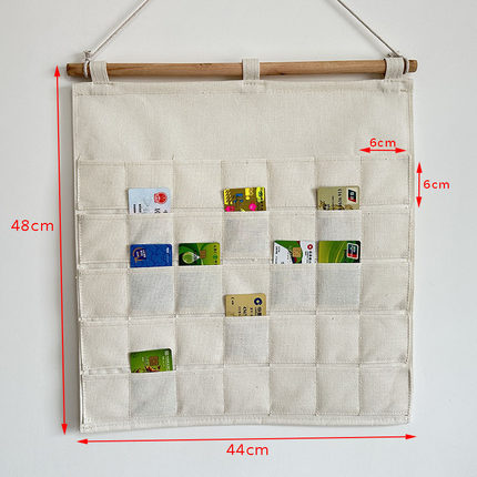 棉麻布艺墙挂式卡片幼儿园晨检卡袋健康记录卡银行卡房卡收纳挂袋