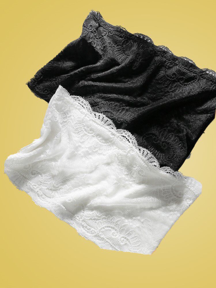 蕾丝抹胸内衣女无肩带打底防走光白色露肩内搭背心聚拢裹胸式上衣